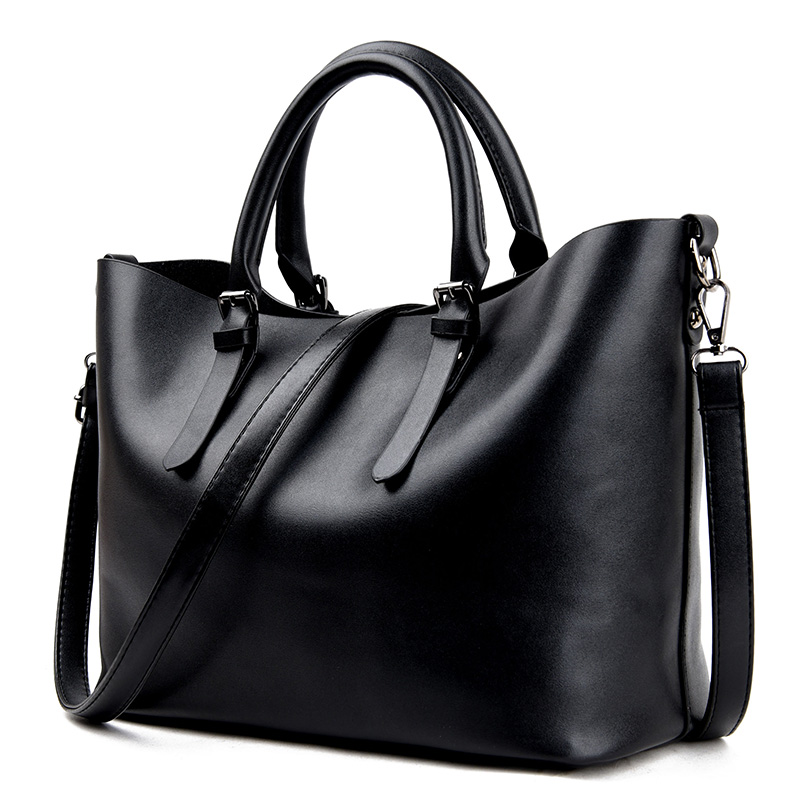 leather handbag black